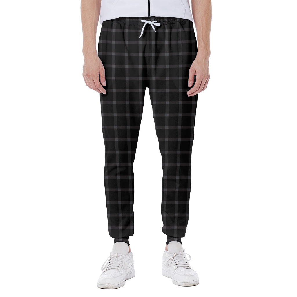 Black Tattersall Pattern Print Scuba Joggers