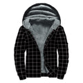 Black Tattersall Pattern Print Sherpa Lined Zip Up Hoodie