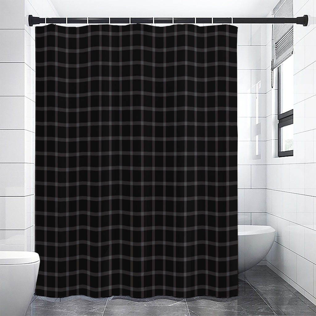 Black Tattersall Pattern Print Shower Curtain