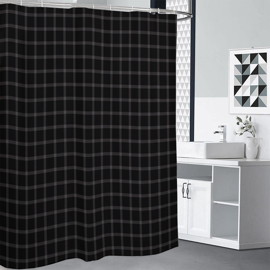 Black Tattersall Pattern Print Shower Curtain