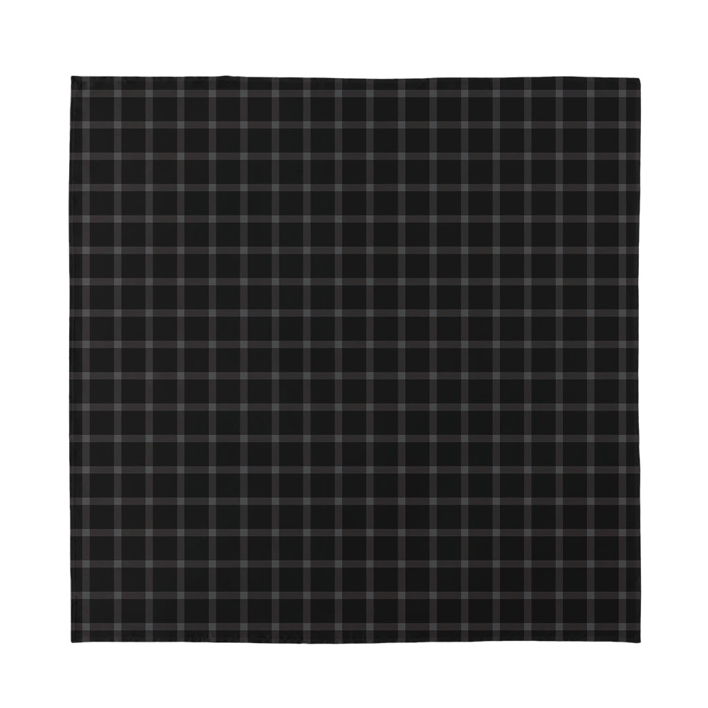 Black Tattersall Pattern Print Silk Bandana