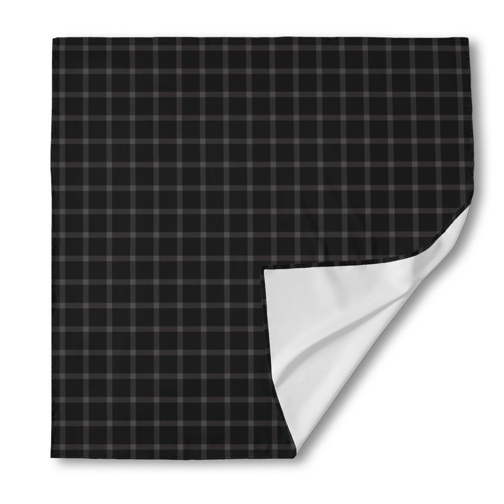 Black Tattersall Pattern Print Silk Bandana