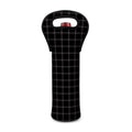 Black Tattersall Pattern Print Single Neoprene Wine Tote