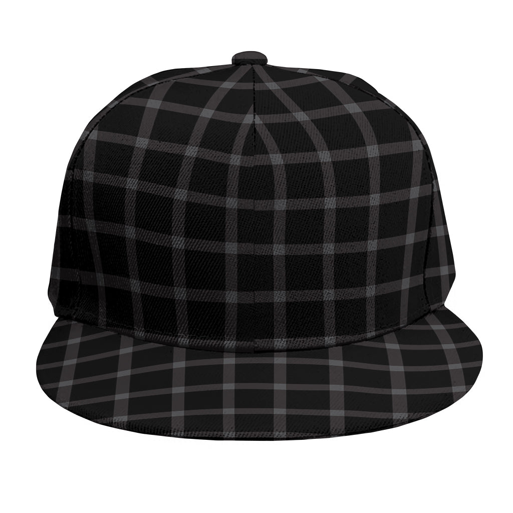 Black Tattersall Pattern Print Snapback Cap