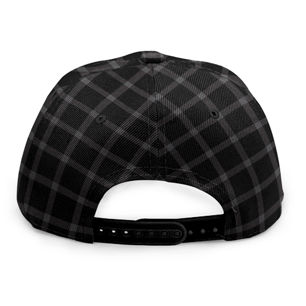 Black Tattersall Pattern Print Snapback Cap
