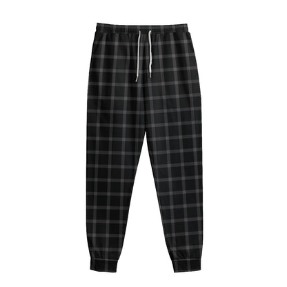 Black Tattersall Pattern Print Sweatpants