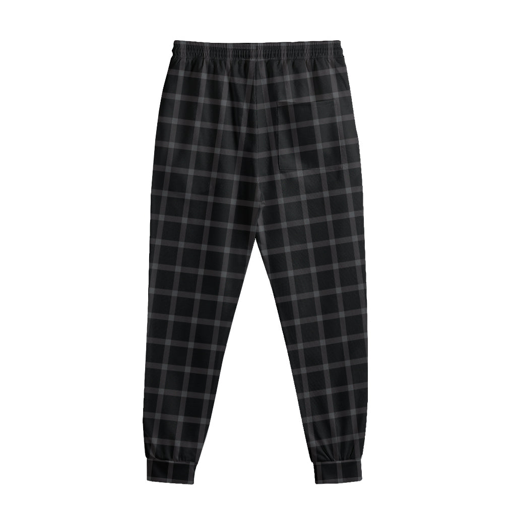 Black Tattersall Pattern Print Sweatpants