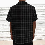 Black Tattersall Pattern Print Textured Short Sleeve Shirt