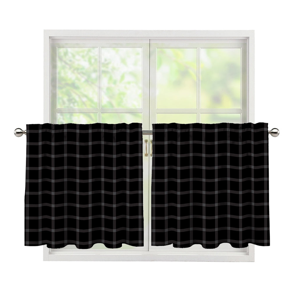 Black Tattersall Pattern Print Tier Curtains