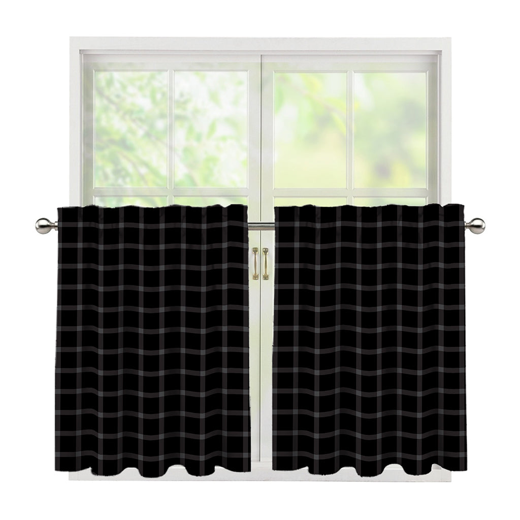 Black Tattersall Pattern Print Tier Curtains