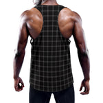 Black Tattersall Pattern Print Training Tank Top