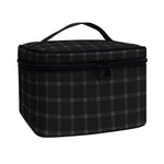 Black Tattersall Pattern Print Travel Makeup Bag