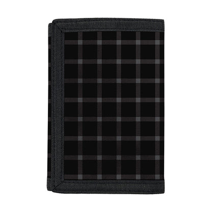 Black Tattersall Pattern Print Trifold Wallet
