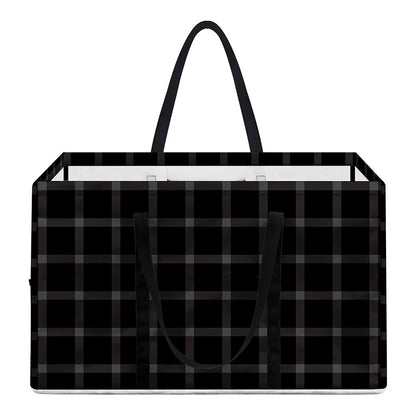 Black Tattersall Pattern Print Utility Tote Bag