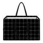 Black Tattersall Pattern Print Utility Tote Bag