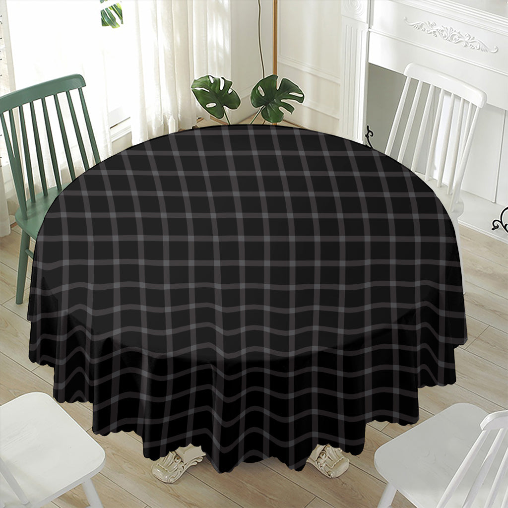 Black Tattersall Pattern Print Waterproof Round Tablecloth