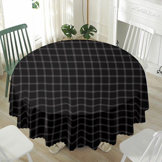 Black Tattersall Pattern Print Waterproof Round Tablecloth