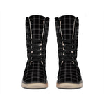 Black Tattersall Pattern Print Winter Boots