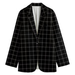 Black Tattersall Pattern Print Women's Blazer
