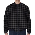 Black Tattersall Pattern Print Zip Sleeve Bomber Jacket