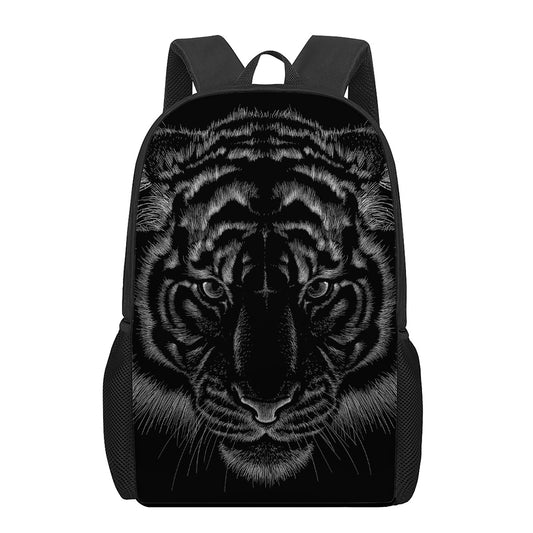 Black Tiger Portrait Print 17 Inch Backpack