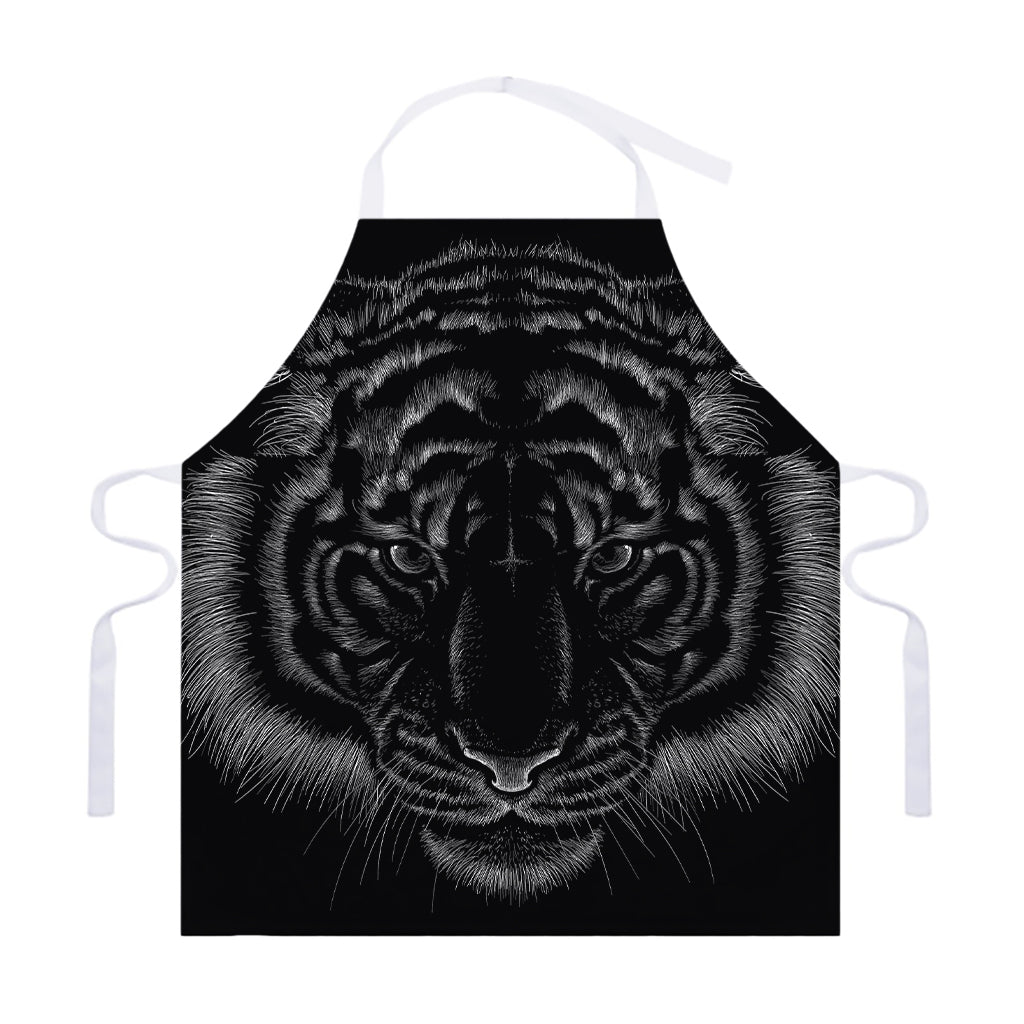 Black Tiger Portrait Print Adjustable Apron