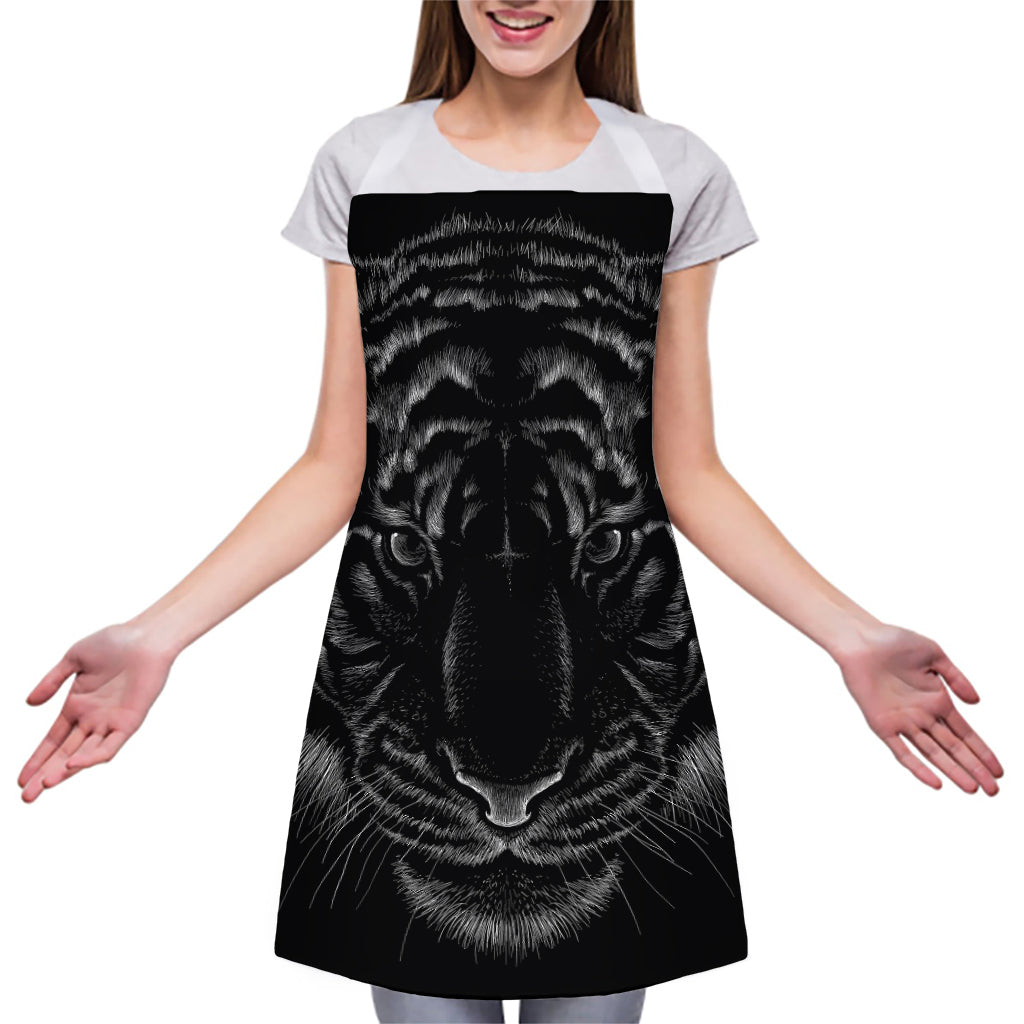 Black Tiger Portrait Print Adjustable Apron