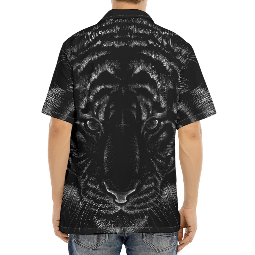 Black Tiger Portrait Print Aloha Shirt