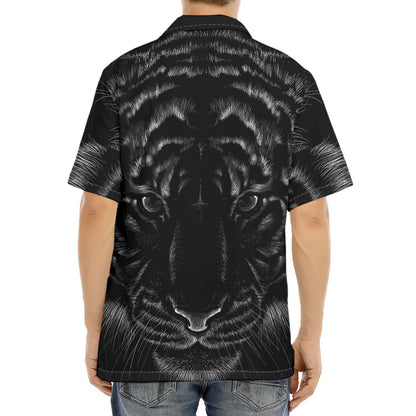 Black Tiger Portrait Print Aloha Shirt