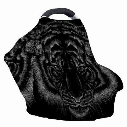 Black Tiger Portrait Print Baby Seat Cover