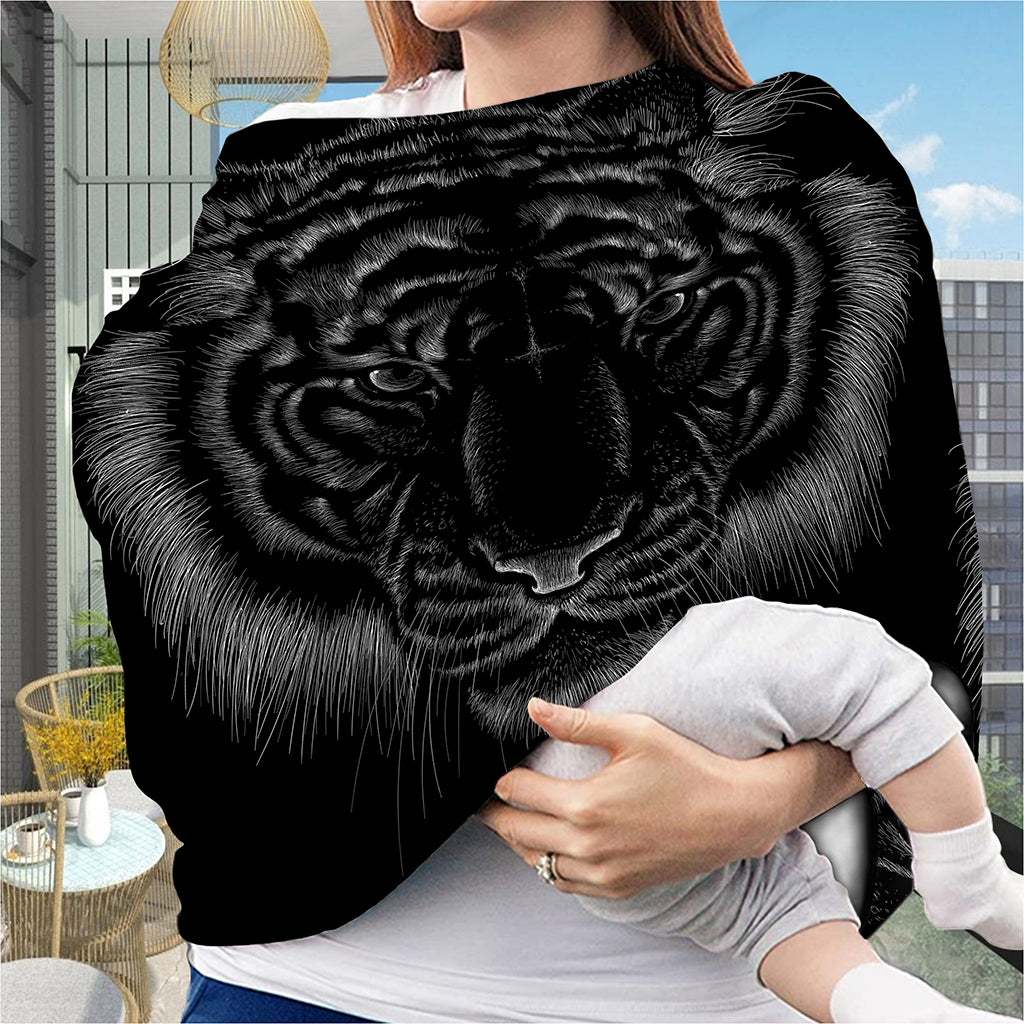 Black Tiger Portrait Print Baby Seat Cover
