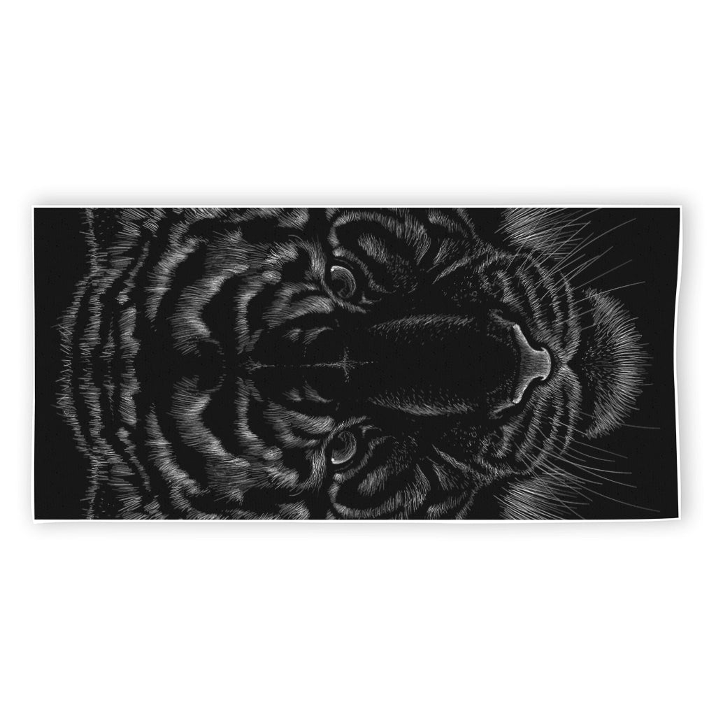 Black Tiger Portrait Print Beach Towel