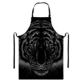 Black Tiger Portrait Print Bib Apron With Pocket