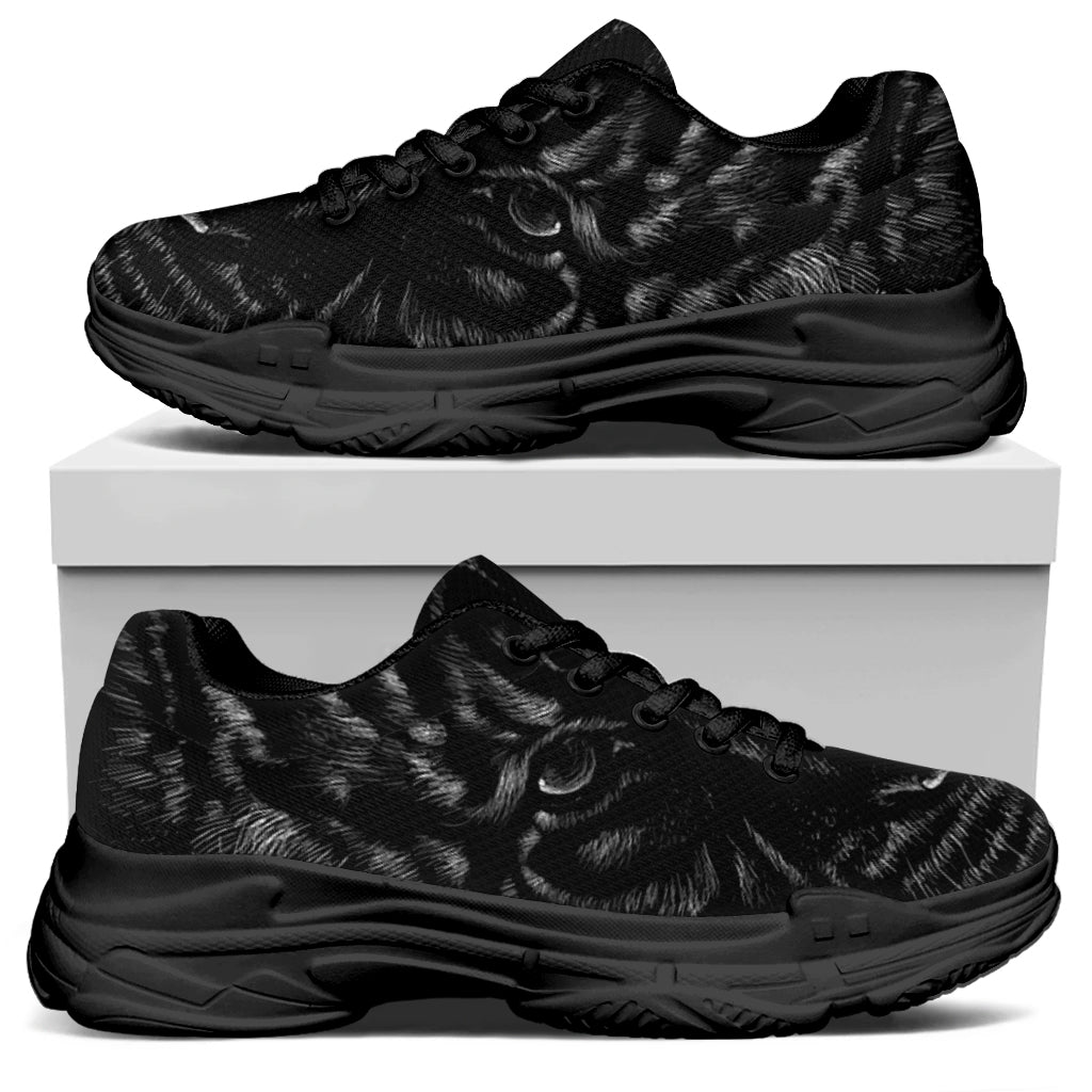 Black Tiger Portrait Print Black Chunky Shoes