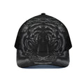 Black Tiger Portrait Print Black Mesh Trucker Hat