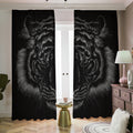 Black Tiger Portrait Print Dimout Pencil Pleat Curtains