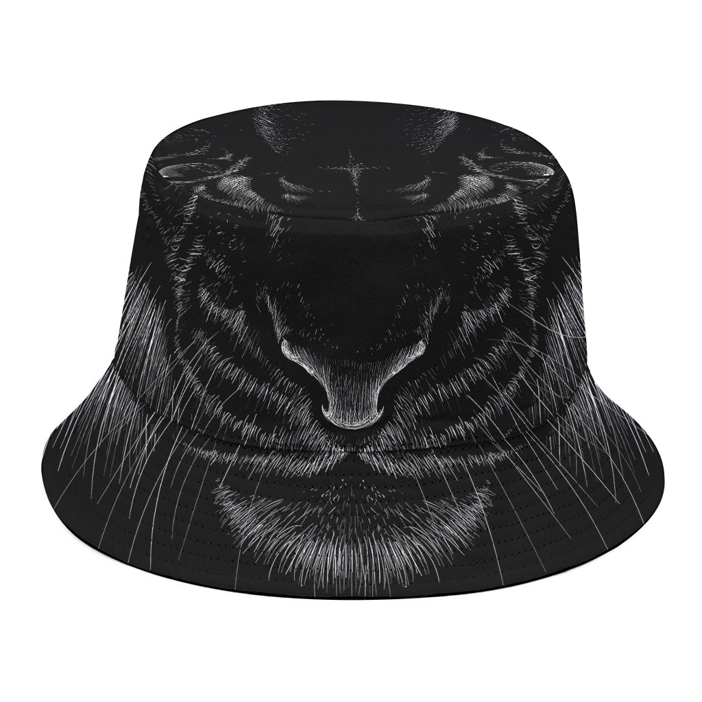 Black Tiger Portrait Print Bucket Hat
