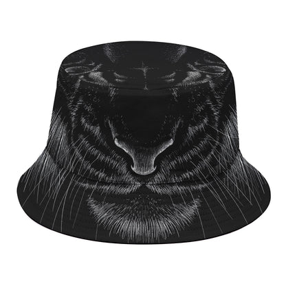 Black Tiger Portrait Print Bucket Hat