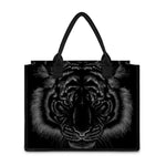 Black Tiger Portrait Print Canvas Tote Bag