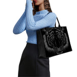 Black Tiger Portrait Print Canvas Tote Bag