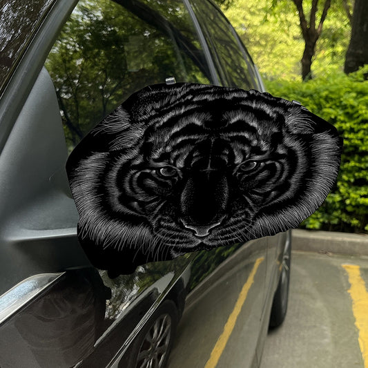 Black Tiger Portrait Print Car Side Mirror Covers