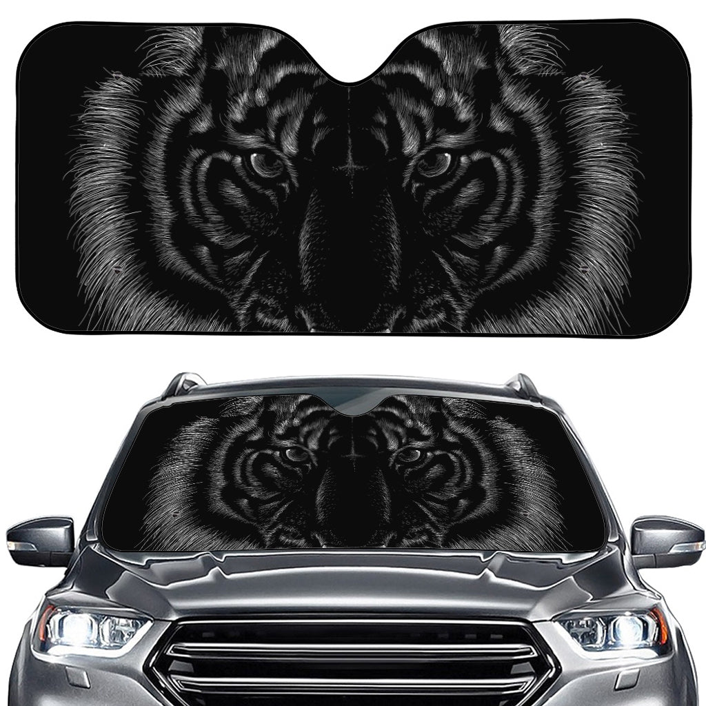Black Tiger Portrait Print Car Windshield Sun Shade