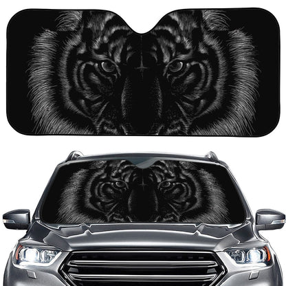 Black Tiger Portrait Print Car Windshield Sun Shade