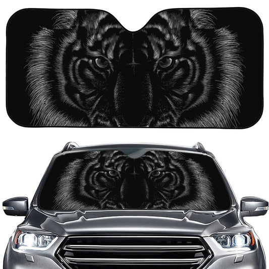 Black Tiger Portrait Print Car Windshield Sun Shade