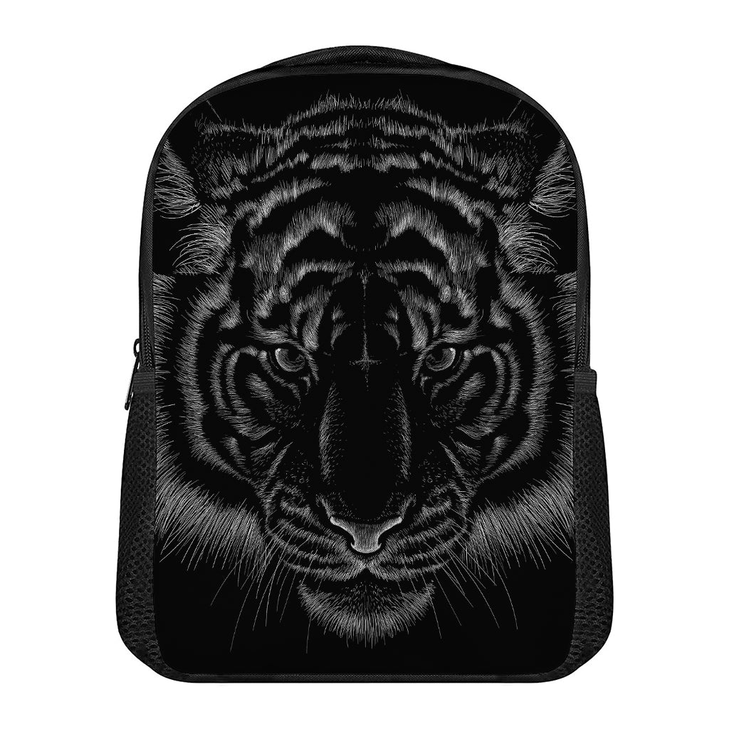 Black Tiger Portrait Print Casual Backpack