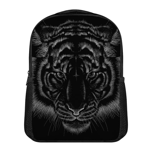Black Tiger Portrait Print Casual Backpack
