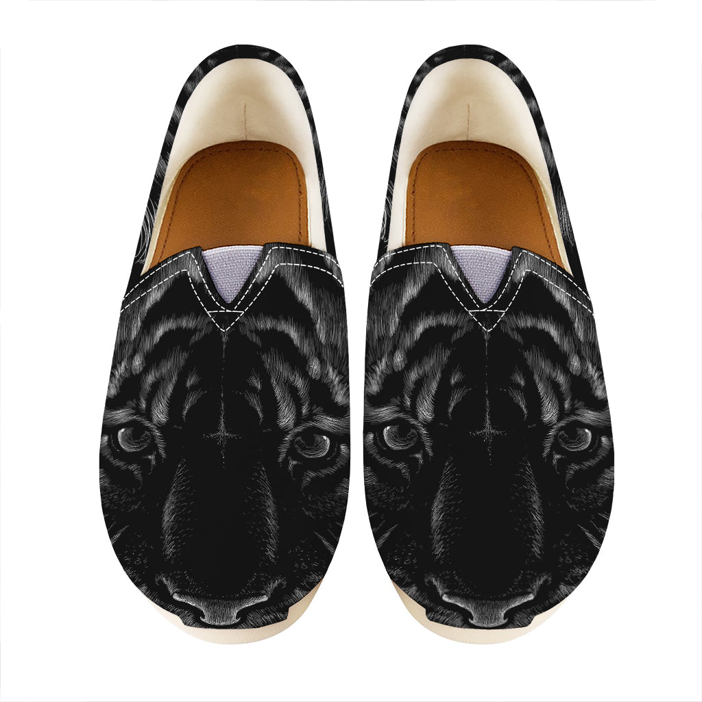 Black Tiger Portrait Print Casual Shoes