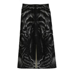 Black Tiger Portrait Print Cotton Front Slit Maxi Skirt