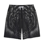 Black Tiger Portrait Print Cotton Shorts