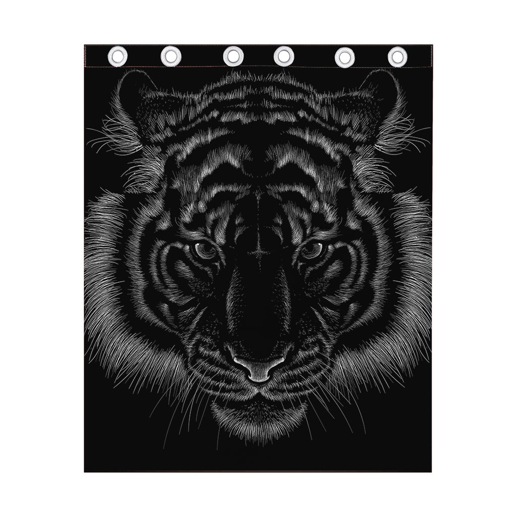 Black Tiger Portrait Print Curtain